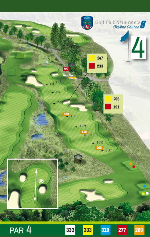 golfclubneuhof golfanlage platzuebersicht skyline course loch 4