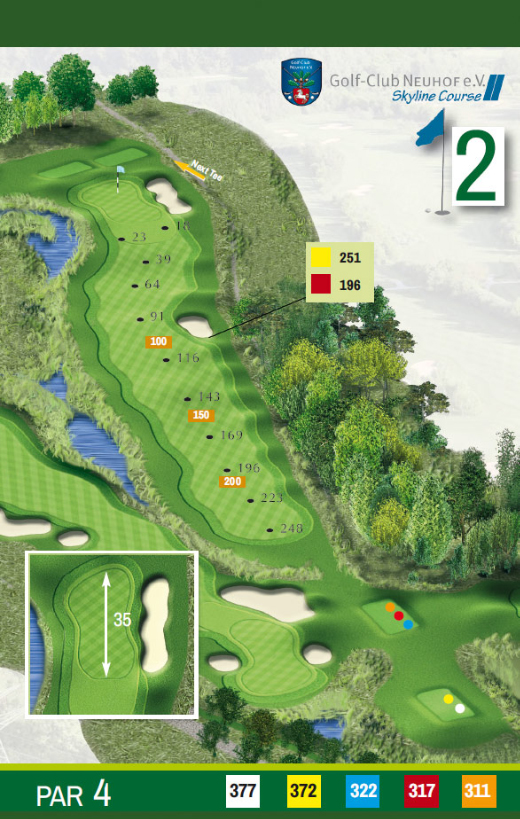 golfclubneuhof golfanlage platzuebersicht skyline course loch 2