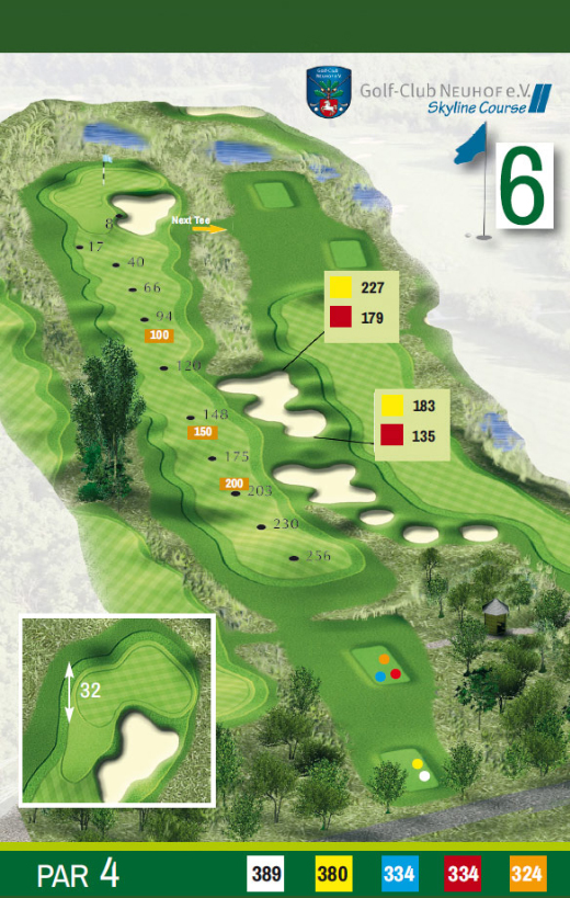 golfclubneuhof golfanlage platzuebersicht skyline course loch 6